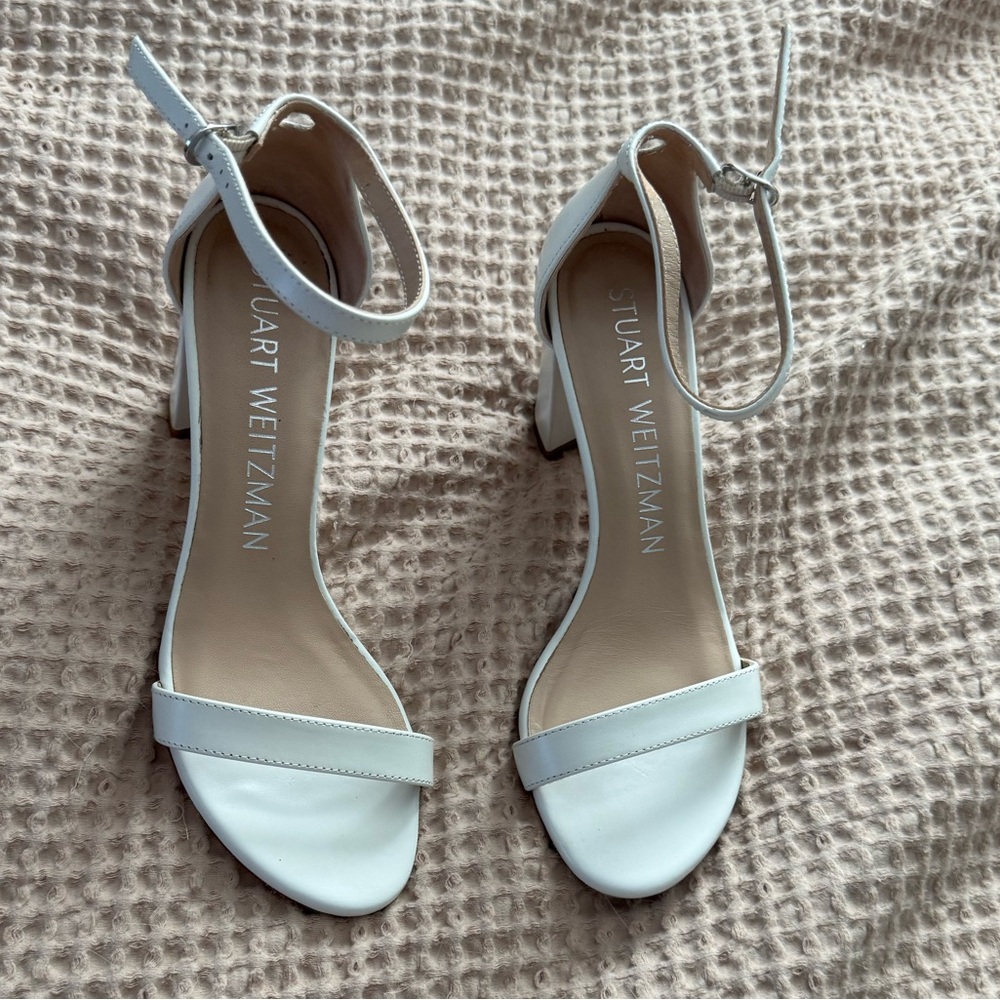 Stuart Weitzman White Heeled Sandals